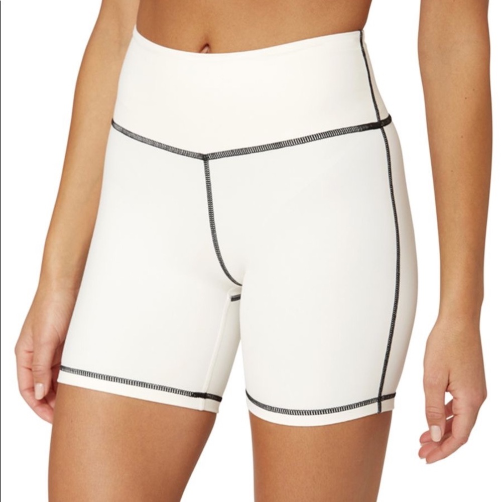 Stitched White Gym Biker Shorts